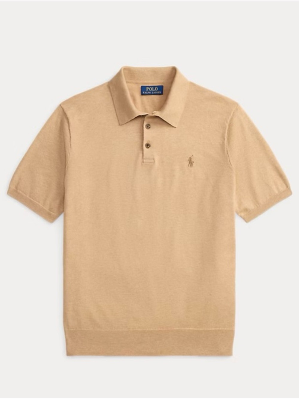 Polo by Ralph Lauren Tan Short-Sleeve Polo Sweater